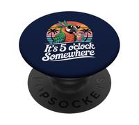Son Las 5 en Punto en algún Lugar Parrot Retro Summer Beach Hawaiian PopSockets PopGrip Adhesivo