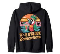 Son Las 5 en Punto en algún Lugar Retro Parrot Beber Summer Bech Sudadera con Capucha