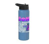 Son of a Warrior Thyroid Cancer Awareness products Gifts Stainless Steel Insulated Water Bottle