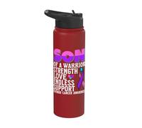 Son of a Warrior Thyroid Cancer Awareness products Gifts Stainless Steel Insulated Water Bottle