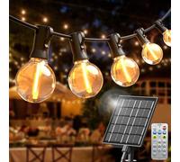 SON4SUN Cadena de luces solares para exteriores, 20 m, cadena de luces LED para exteriores, con 30 + 3 bombillas G40, resistente al agua, IP44, para jardín, terraza, bodas, fiestas de bistró, blanco