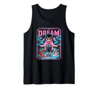 Soñador Anime Boy con Koi Fish y Vaporwave Estética Camiseta sin Mangas