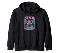 Soñador Anime Boy con Koi Fish y Vaporwave Estética Sudadera con Capucha