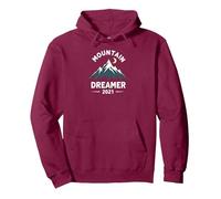 Soñador de montaña 2021 Noche Estrellada aventurera Sudadera con Capucha, Unisex para Adultos, Granate, XL