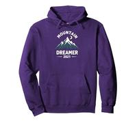 Soñador de montaña 2021 Noche Estrellada aventurera Sudadera con Capucha, Unisex para Adultos, Morado, XXL
