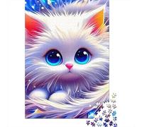 Soñador Lindo coloca Gato de Ojos Grandes 1000 Piezas Rompecabezas de Papel para Adultos Educativo Puzzle Gato Alivio Estrés Decoración 52x38cm/1000pcs