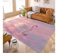 SoñAdor RomáNtico PatróN de Cisne Alfombra de Franela con Respaldo TPR Antideslizante Rosa Alfombra de Pelo Corto Lavable a Máquina, Moqueta para Sala de Estar y Dormitorio 80x150 cm