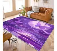 SoñAdor RomáNtico PatróN de Mariposa Alfombra de Franela Antideslizante PúRpura Alfombras Lavables de Pelo Corto, Hipoalergénica, Alfombra Interior para Salón, Dormitorio y Entrada 80x150 cm