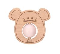 Sonajero casual con mordedor ratón natural/rosa | personalizable – Sin personalización