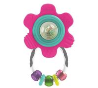 Sonajero de goma Infantino Spin & Teethe con forma de flor amarilla - Anillos masticables f ciles de agarrar con p talos multitextura en el centr