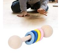 Sonajero de madera para bebé, sonajero de madera, anillos de colores, entrenamiento de agarre, percepción del color, juguete educativo para bebés (A)