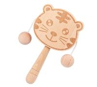 Sonajero de madera para bebé | Tambor infantil de doble cara con forma de tigre | Tambor de agitación en forma de tigre estimulante sensorial de fácil agarre para la cognición auditiva, habilidades