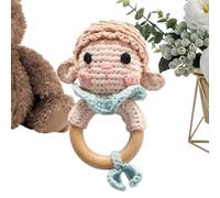 Sonajero infantil - Anillos de madera a crochet con sonido para agarrar, con forma de animal - Juguete Sensorial Infantil - para Cuna, Carrito, Paseo, Viaje, Juego, Cumpleaños, Hogar, Exteriores y Com