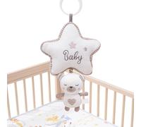 Sonajero para cochecito, conejo, enganchable, para cochecito | Peluche educativo con caja de música para cochecito y cuna