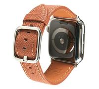 SONAMU New York Correa de piel auténtica compatible con Apple Watch 38mm, 40mm, 41mm, 42mm, 44mm, 49mm, para hombre y mujer, iWatch Ultra 2/1 SE SE2 Series 9 8 7 6 5 4 3 2 1, marrón claro, 49mm/45mm