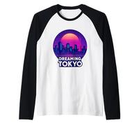 Soñando Tokio Vaporwave Skyline Camiseta Manga Raglan