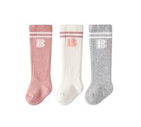 SONARIN 3 Pares Calcetines para Bebé Niñas Niños,Bebés Calcetines Hasta la Rodilla Calcetines Altos Medias de Algodón Cálido para Recién Nacidos Infantiles Niños Pequeños 0-6 Meses