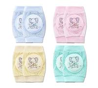 SONARIN 4 Pares Rodilleras Bebe para Gatear,Verano Rodilleras para Gatear Transpirables Protectores de Rodilla Elásticas Calentador de Piernas Bebé Suave Cómodo para Niños Niñas(Elefante)