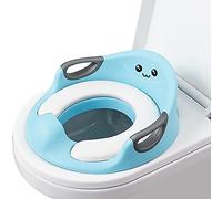 SONARIN Asiento de Inodoro para Niños,Adaptador para Inodoro Portátil Antideslizante Reductor de WC con Cojín Suave/Protector contra Salpicaduras/Reposabrazos/Respaldo para Niños y Niñas(Azul)