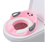 SONARIN Asiento de Inodoro para Niños,Adaptador para Inodoro Portátil Antideslizante Reductor de WC con Cojín Suave/Protector contra Salpicaduras/Reposabrazos/Respaldo para Niños y Niñas(Rosa)