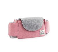 SONARIN Bolsa Organizadora de Cochecitos,Organizador para Coches de Paseo,con Portavasos,Correa Engrosada Utilizada como Bolso de Mano,Ajuste Universal(Rosa)