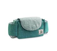 SONARIN Bolsa Organizadora de Cochecitos,Organizador para Coches de Paseo,con Portavasos,Correa Engrosada Utilizada como Bolso de Mano,Ajuste Universal para Todos los Cochecitos(Cian)
