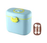 SONARIN Dispensador de Leche en Polvo,550ML Dispensador de Fórmula Hermético Portátil Caja de Leche en Polvo Contenedor Almacenamiento Recipiente para Leche con Cuchara & Tenedor(Azul)