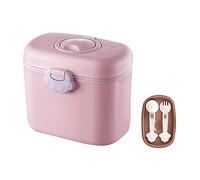 SONARIN Dispensador de Leche en Polvo,550ML Dispensador de Fórmula Hermético Portátil Caja de Leche en Polvo Contenedor Almacenamiento Recipiente para Leche con Cuchara & Tenedor(Rosa)