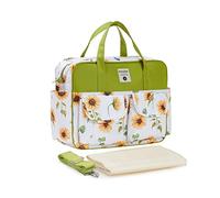 SONARIN Elegante Gran Capacidad Bolsa de Pañales para Bebés,Materna Messenger Bolsos Bandolera Bolsa de Viaje para Pañales Portátil Impermeable con Correa de Hombro & Cambiador(Girasol)