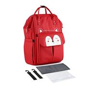 SONARIN Elegante Grande Mochila de Pañales para Bebé,Bolsa de Pañales Multifunción Impermeable Bolsa para Pañales de Viaje con Cambiador y Ganchos Carrito Bebé para Mamá & Papá(Rojo)