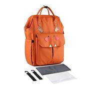 SONARIN Elegante Grande Mochila de Pañales para Bebé,Bolsa de Pañales Multifunción Impermeable Bolsa para Pañales de Viaje con Cambiador y Ganchos Carrito Bebé para Mamá & Papá(Naranja)