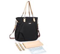 SONARIN Elegante Impermeable Bolsa de Pañales para Bebé,Gran Capacidad Maternidad Messenger Bolso Bandolera de Cambio Bolsa de Viaje para Pañales con Ganchos Carrito Bebé & Cambiador(Negro)