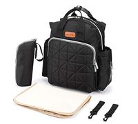 SONARIN Elegante impermeable Mochilas para Pañales con cambiador, bolsa para biberón, correa para cochecito,Interfaz USB,Gran Capacidad(Negro)