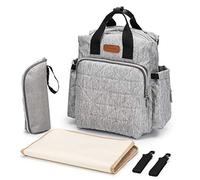 SONARIN Elegante impermeable Mochilas para Pañales con cambiador, bolsa para biberón, correa para cochecito,Interfaz USB,Gran Capacidad(Gris)