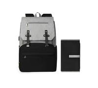 SONARIN Elegante Multifuncional Mochila de Pañales para Bebé,Gran Capacidad Impermeable Bolsa de Pañales con Cambiador,Bolso Cambiador de Viaje con Puerto USB & Bolsillos Aislados(Gris+Negro)