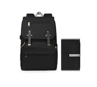 SONARIN Elegante Multifuncional Mochila de Pañales para Bebé,Gran Capacidad Impermeable Bolsa de Pañales con Cambiador,Bolso Cambiador de Viaje con Puerto USB & Bolsillos Aislados(Negro)