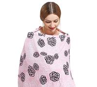 SONARIN Elegante Premium Cubiertas de lactancia,estampado de flores,con bolsa de almacenamiento y esquinas para toallas,4 en 1 multifunción,Mantas de lactancia,transpirable y liviana(Rosado)