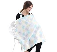 SONARIN Elegante Premium Cubiertas de lactancia,estampado de flores,con bolsa de almacenamiento y esquinas para toallas,4 en 1 multifunción,Mantas de lactancia,transpirable y liviana(Blanco)