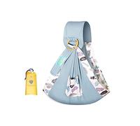 SONARIN Fular Portabebés, Algodón Bandolera Mochila Portabebés, Funda de Lactancia Con Hebilla Ajustable Para Bebés Recién Nacidos Hasta 15kg (Hoja Azul)