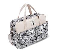 SONARIN Gran Capacidad Bolsa de Pañales para Bebés,Materna Messenger Bolsos Bandolera Bolsa de Viaje para Pañales Multifunción Impermeable con Correa de Hombro & Cambiador(Pétalos Blancos & Negros)