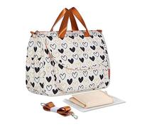 SONARIN Gran Capacidad Elegante Bolsa de Pañales para Bebé,Maternidad Messenger Impermeable Bolso Bandolera de Cambio Bolsa de Viaje para Pañales con Correa de Hombro & Cambiador(Corazón Blanco)