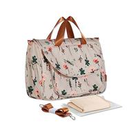 SONARIN Gran Capacidad Elegante Bolsa de Pañales para Bebé,Maternidad Messenger Impermeable Bolso Bandolera de Cambio Bolsa de Viaje para Pañales con Correa de Hombro & Cambiador(Flor Caqui)