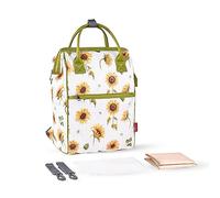 SONARIN Gran Capacidad Elegante Mochila de Pañales para Bebé,Bolsa de Pañales Multifuncional Bolso Cambiador Bolsa para Pañales de Viaje con Cambiador & Ganchos Carrito Bebé(Girasol)