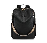 SONARIN Gran Capacidad Moda Mochila Mujer,Vintage PU Señoras Mochila Casual Mochilas Portatil 15,6 Pulgadas,Bolsa de Hombro Convertible para Escolar Universidad Trabajo Viaje(Negro)