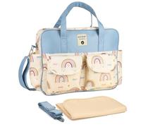 SONARIN Gran Capacidad Portátil Bolsa de Pañales para Bebés,Multifuncional Materna Messenger Bolsos Bandolera,Impermeable Bolsa de Viaje para Pañales con Hombrera & Cambiador(Arcoíris)
