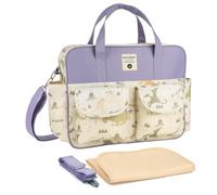 SONARIN Gran Capacidad Portátil Bolsa de Pañales para Bebés,Multifuncional Materna Messenger Bolsos Bandolera,Impermeable Bolsa de Viaje para Pañales con Hombrera & Cambiador(Dinosaurios)