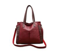 SONARIN Grande Bolso de Mujer,Vintage PU Señoras Bolso de Mano Bolsos Bandolera Bolsa de Hombro,Moda Bolsos Tote con Correa Ajustable para Trabajo Viajes Compras(Rojo)