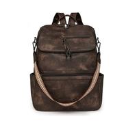 SONARIN Grande Moda Mochila Mujer,Vintage PU Señoras Mochila Casual Mochilas Portatil 15,6 Pulgadas,Bolsa de Hombro Convertible para Escolar Universidad Trabajo Viaje(Café)