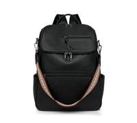 SONARIN Grande Moda Mochila Mujer,Vintage PU Señoras Mochila Casual Mochilas Portatil 15,6 Pulgadas,Bolsa de Hombro Convertible para Escolar Universidad Trabajo Viaje(Negro)