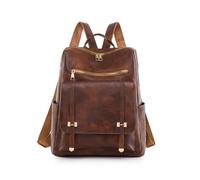 SONARIN Impermeable Mochila Mujer,Vintage PU Moda Mochila Damas Mochila Casual Mochilas Escolares Niñas Mochila de Viaje Antirrobo Ligero para Universidad Trabajo(Marrón)